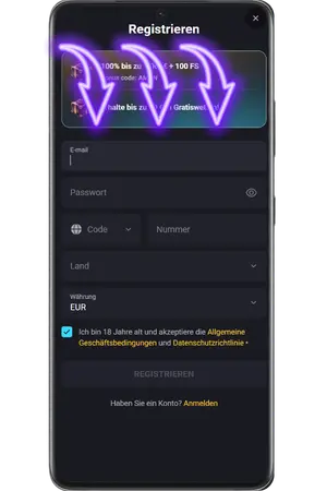 Um ein Konto im Amonbet Casino zu erstellen, geben Sie Ihre Daten ein
