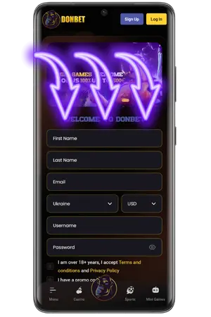For Donbet registration enter all your data