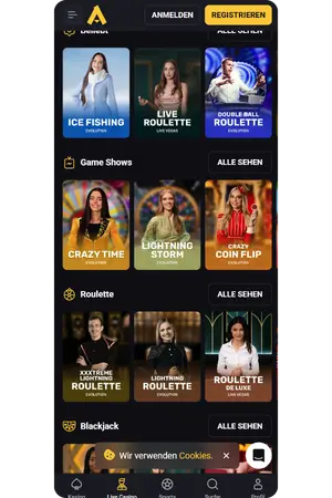 Live-Spieleseite Amonbet Casino