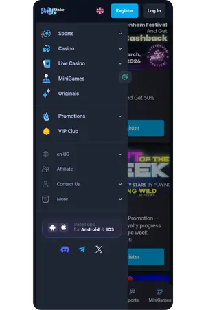 Menu page MyStake UK