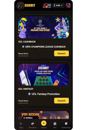 Page with various bonuses at Donbet Casino UK